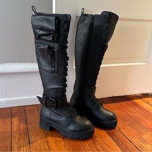 Current Mood Obsidian Cargo Boots from Dolls Kill